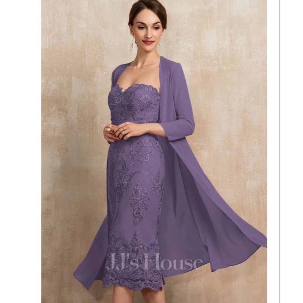JJ’s House New! Sequin Mother of the Bride Knee Length Dress